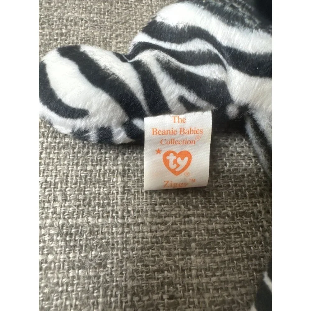 Ty Beanie Baby Ziggy Zebra Plush Black & White Collectible 1995 Retired